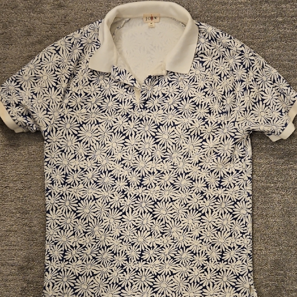 J. Crew White and Blue Polo Shirt with Elegant Design